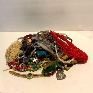 5+Lb Jewelry Lot Vintage to Now. Some Wearable. Repurpose Craft Stones Beads